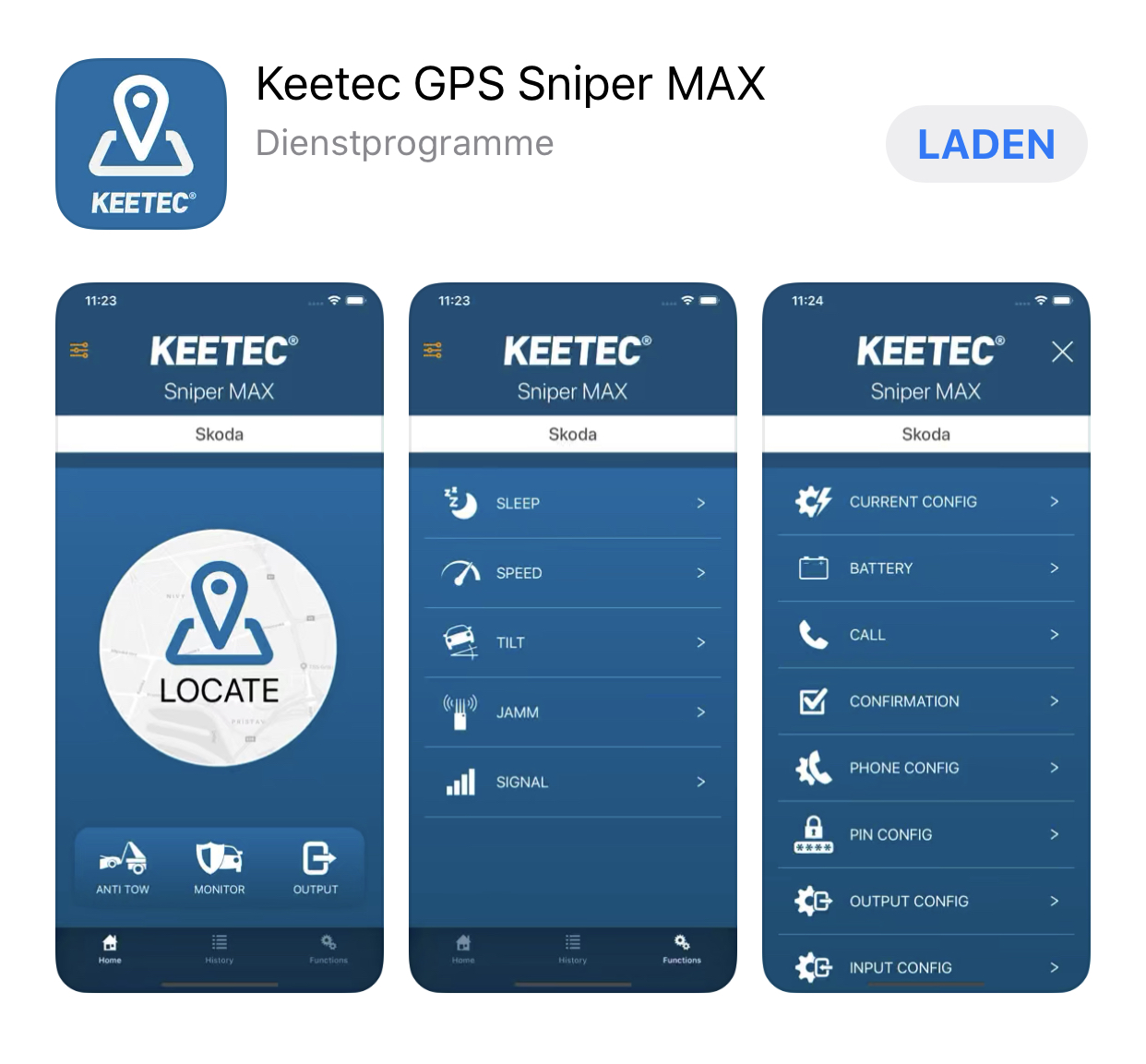sniperapp App Steuerung für Kfz