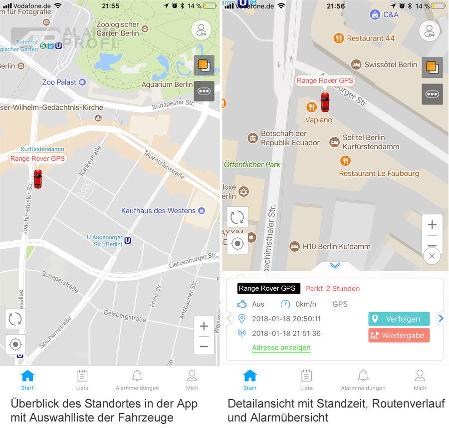 app GPS Fahrzeugortung mit App